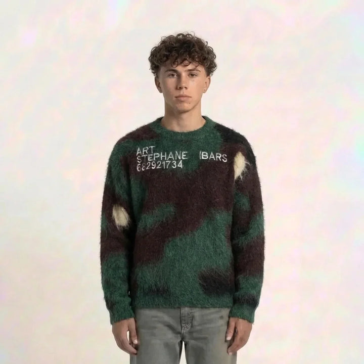 Camo Knit Number Sweater
